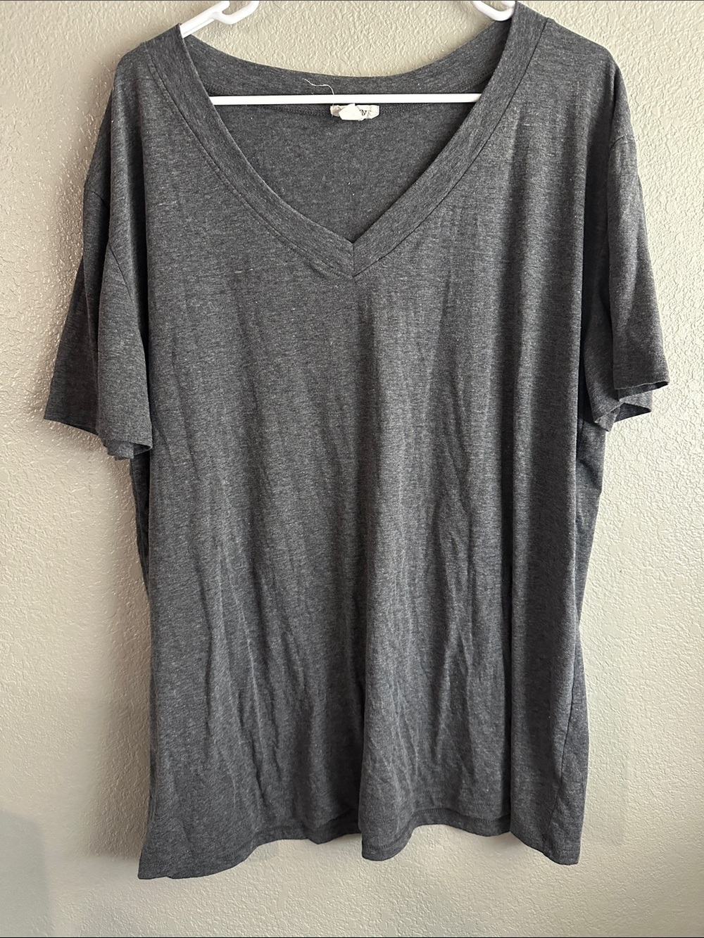Women's V-Neck Short Sleeve Tee - Charcoal Gray